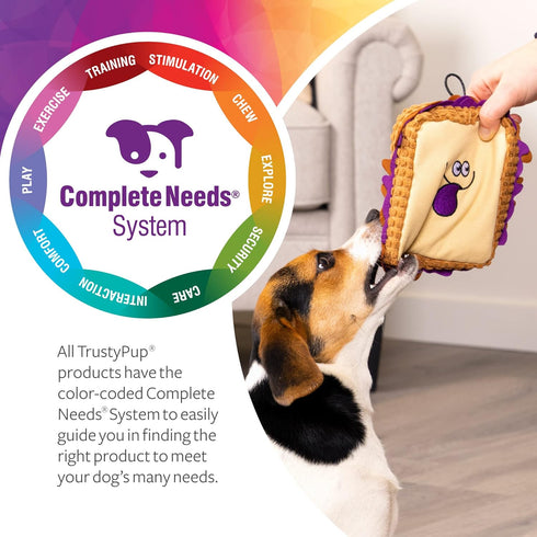 Tough 'N Fun PBJ Squeaky Plush Dog Toy, Chew Guard Technology - Tan, Medium (71151)...