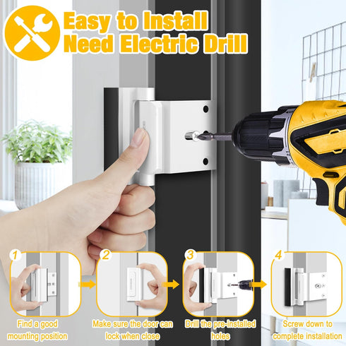 Home Security Door Lock, Upgraded Metal Door Reinforcement Lock for Childproof, 3" Withstands 800 lbs of Impact for Inward Swing Doors, Defender S...