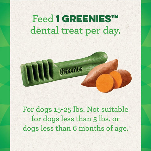 Greenies Petite Natural Dog Dental Treats, Sweet Potato Flavor, 12 oz. Pack (20 Treats)...