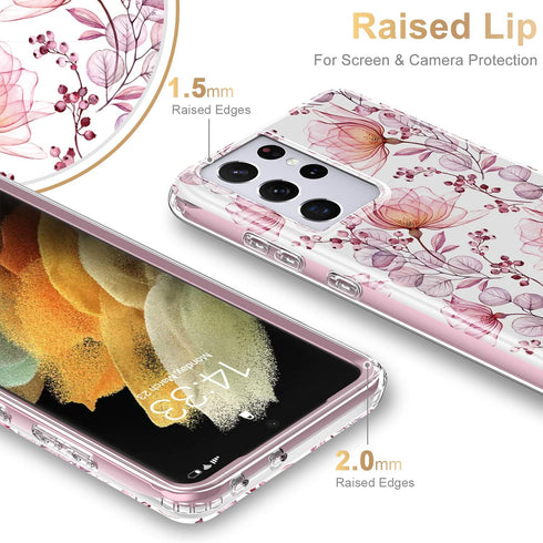 Esdot for Samsung Galaxy S21 Ultra Case,Military Grade Passing 21ft Drop Test,Rugged Cover with Fashionable Designs for Women Girls,Protective Pho...
