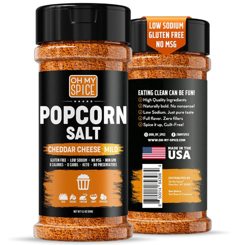 Popcorn Seasoning Cheddar Cheese Powder Mix - Gluten Free & Low Sodium Mild Nacho Cheese Powder Flavor Popcorn Flavoring Seasoning. Movie Theater ...