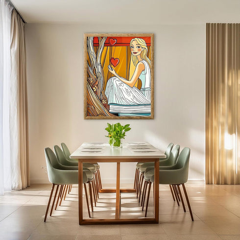 Posterizer 1 pcs-cute Valentine’s Day card design-Girl with hearts poster-Romantic Art-Holiday Poster Collection-Gift for Couples boyfriend girlfr...