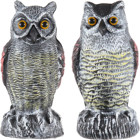 2 Pack Fake Owl Decoys to Scare Birds Away from Gardens and Rooftops, Great Horned Owl Bird Deterrents, Nature Scarecrow Plastic Owls Pest Repelle...
