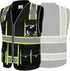 JKSafety 10 Pockets Hi-Vis Zipper Front Black Safety Vest | Cushioned Collar | High Reflective Tapes with Extended Neon Yellow Strips | Meets ANSI...