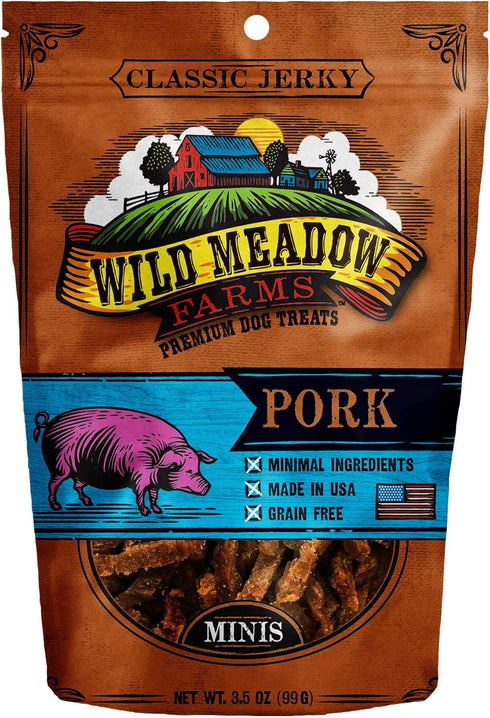 Wild Meadow Farms - Classic Pork Minis, Soft Jerky Training Treats for Dogs, Grain-Free, All-Natural & Perfectly Sized for Training, High-Value Re...