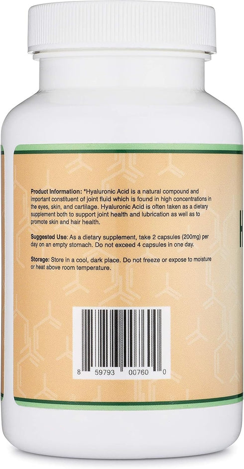 Hyaluronic Acid Supplements -180 Capsules (Enhances Effects of Hyaluronic Acid Serum for Face) 200mg Per Serving for Skin and Face Aging Support (...