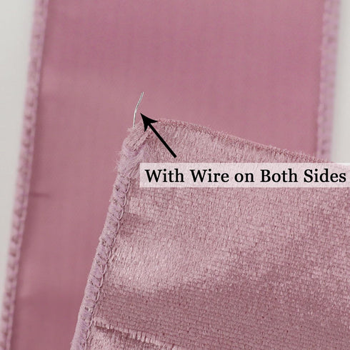AIMUDI Dusty Rose Velvet Wired Ribbon 2.5 Inch Mauve Christmas Ribbon Wired Rose Pink Ribbon for Christmas Tree, Wreaths, Swags, Gift Wrapping, Ga...