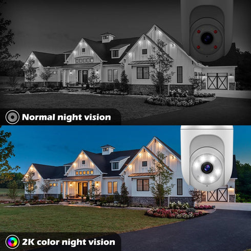 2K Bulb Security Cameras Wireless Outdoor Indoor, 2.4GHz WiFi Cameras for Home Security with Spotlight, Color Night Vision, Motion Detection, 2-Wa...