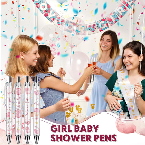 24 Pcs Baby Shower Ballpoint Pens Favors Bulk Retractable Ballpoint Pen Black Ink with Baby Shower Gifts for Guests School Supply(Girl)...