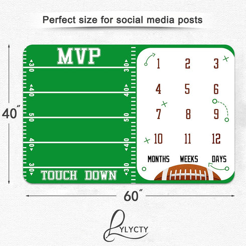 Baby Monthly Milestone Blanket Football Sports Months Blanket for Toddler Photography Background Prop 60"x40" BTLSLY49...