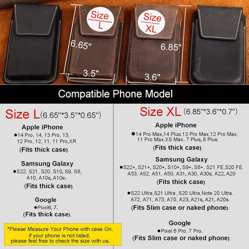 Gentlestache Leather Cell Phone Holster with Belt Clip, Flip Case for iPhone 14 13 Pro Max, Holder S22 Plus, Universal Pouch Large Phone,Darkbrown...