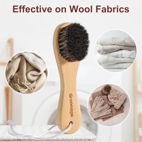 Shoe Brush, Shoe Cleaning Brush, Premium Horsehair Brush, Leather Cleaning Brush, Shoe Polish Brush, Perfect for Cleaning Leather, Boots, Suede, S...