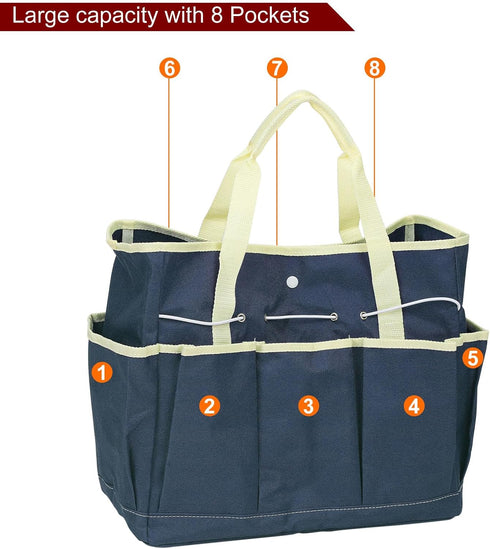 Garden Tool Bag 14" x 6.7" x 12" Large Oxford Waterproof with Pockets Garden Tote Bag Gardening Plant Tool Organizer Storage Carrier Store for Out...