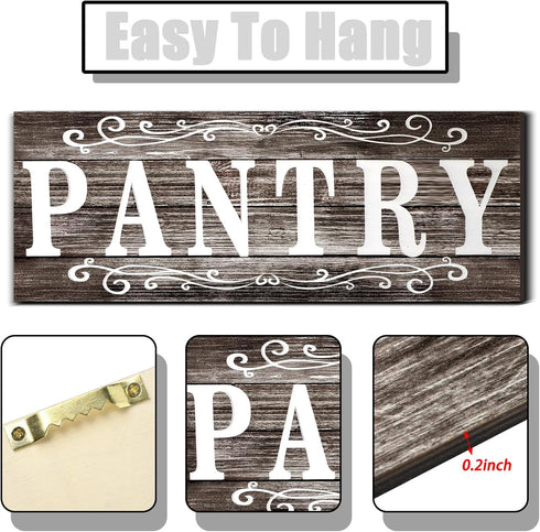 Pantry Sign Wall Decor Farmhouse Pantry Sign Wooden Rustic Retro Hanging Wooden Art Printed Decor for Home Room Holiday Decoration, 16 x 6 Inches(...
