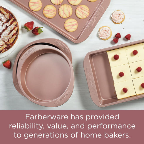 Farberware Baking Nonstick Cake Pan, Rectangle, 9 Inch x 13 Inch, Red Rose Gold...