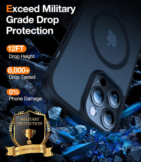 TORRAS Stronger Magnetic for iPhone 14 Pro Case, 12 FT Military Grade Drop Tested, Compatible with MagSafe, Slim Protective Matte Silicone for iPh...