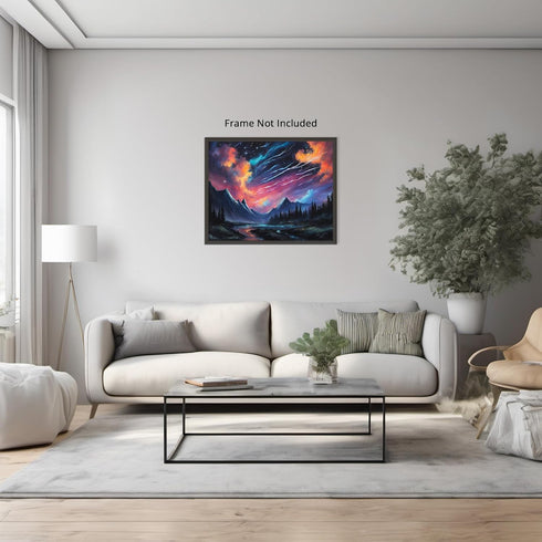 Posterizer 1 pcs- mountains, trees, night sky landscape nature 2-Landscape & Nature Art-Floral Botanical Art- Decor for Home & Office- unframed wa...