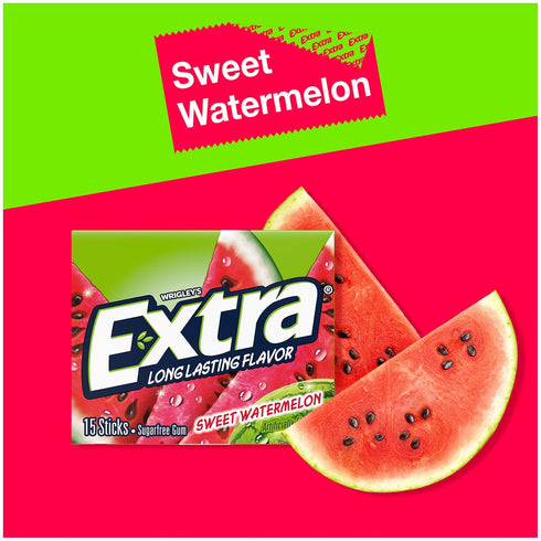 EXTRA Gum Sweet Watermelon Sugarfree Gum Bulk, Individually Wrapped, Long-Lasting Juicy Watermelon Flavor, Perfect for Fresh Breath at School, Wor...