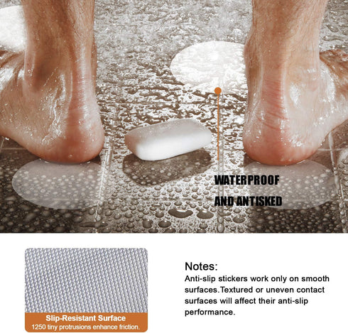 24 PCS Original Non-Slip Bathtub Stickers, Safety Bathroom Tubs Showers Treads Adhesive Decals Scraper...
