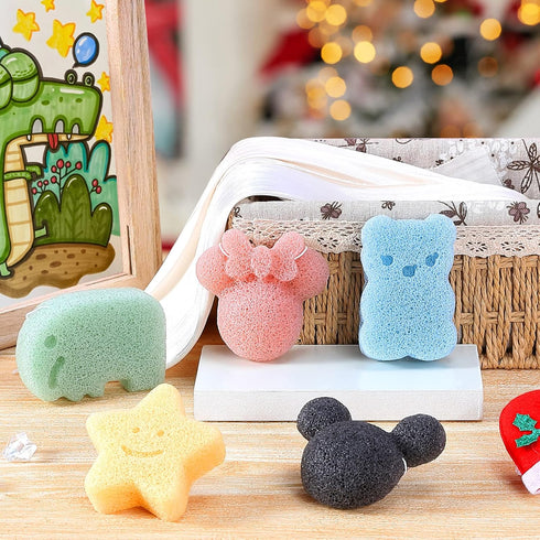 Konjac Baby Bath Sponge for Bathing, Classic Shapes Natural Bath Sponges for Infants, Toddler, Newborns, Natural and Safe Plant-Based Konjac Baby ...