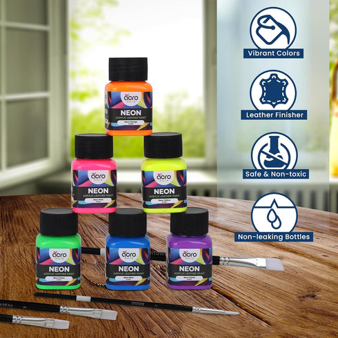Acrylic Leather Paint for Shoes - 6 Color Leather Paint Kit with 5 Paint Brushes (Deglazer & finisher not Included) - Great Repair Finisher for Sh...