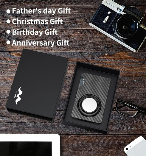Slim Card Holder Wallet for Men, GPS Carbon Fiber Money Clip Wallet, RFID Blocking Aluminum Slim Cash Credit Card Holder (Not Include GPS Tracker)...