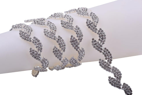 KAOYOO 1 Yard Leaf Shaped Crystal Rhinestone Chain Trim for Sewing Craft,Clothing,DIY,Bridal Bouquet Embellishments...