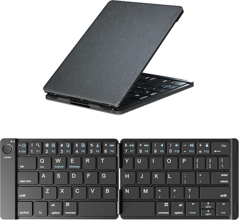 Foldable Bluetooth Keyboard - Portable Wireless Keyboard with Rechargeable Full Size Ultra Slim Folding Keyboard Compatible iOS Android Windows Sm...