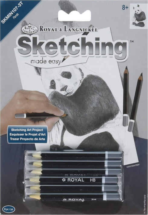 Royal Brush SKMIN-107 Sketching Made Easy Mini Panda Kit, 5'' by 7'', Blue...
