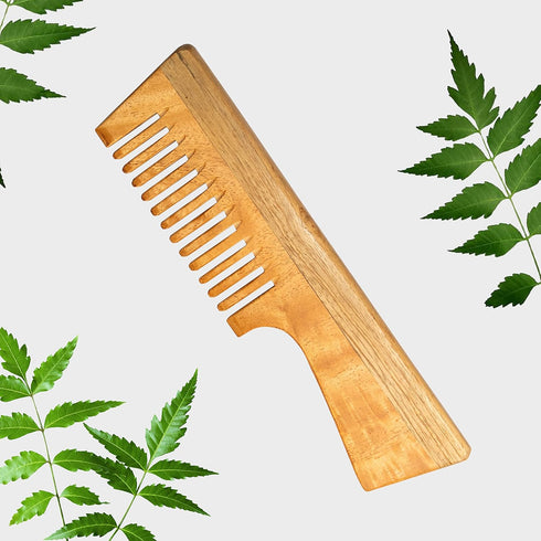 SN Creation Pure Organic Neem Wood Comb|Hair Styling Comb with Wide Teeth|Handmade Comb For Hair Care| Beard Wooden Comb| Made in India (Pack of 1...