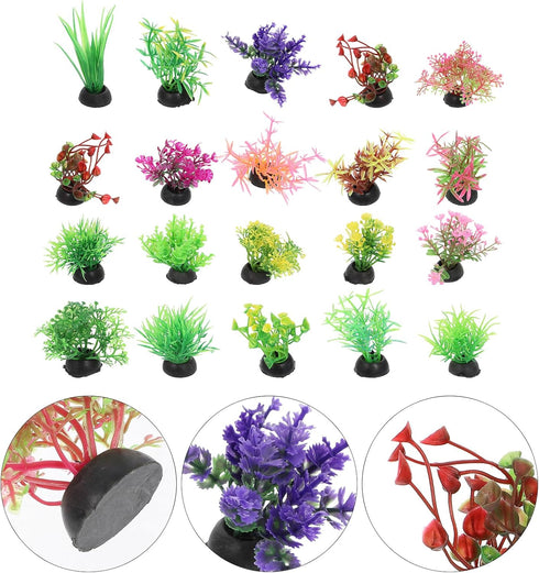 POPETPOP 40 Pcs Fish Tank Landscaping Water Plants Faux Plant Miniatures Mini Plants Artificial Seaweed Aquarium Plants Decors Small Fake Aquarium...