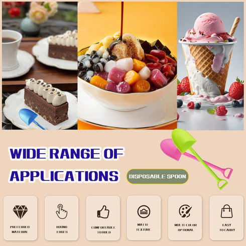 Novelty Mini Shovel Shape Spoons Cute Disposable Plastic Dessert Spoons...