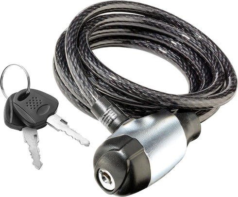 Schwinn Bike Key Lock in Braided Steel Cable, 2 Keys Included, 6 feet x 8mm Anti Theft Bicycle Lock, Security Level 1...