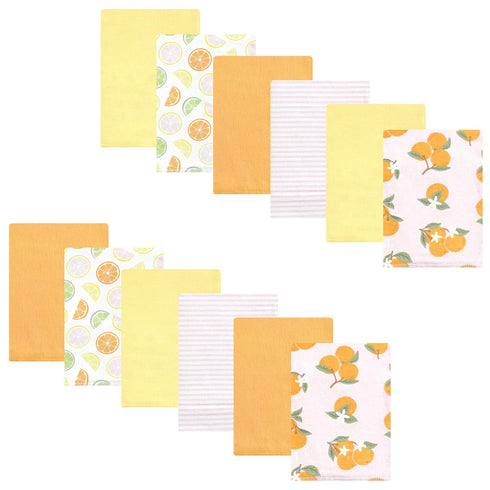 Hudson Baby Unisex Baby Cotton Flannel Burp Cloths Bundle, Citrus Orange, One Size...