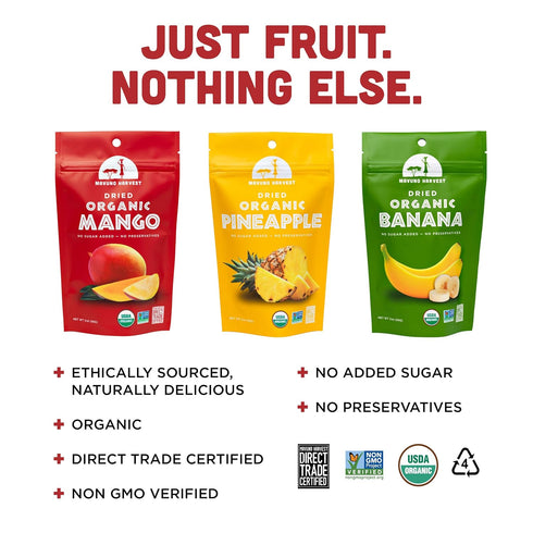 Mavuno Harvest Organic Dried Fruit Variety Pack | Dried Mango, Pineapple, and Banana | Healthy, Vegan, No Sugar Added, Non GMO Snacks for Kids & A...