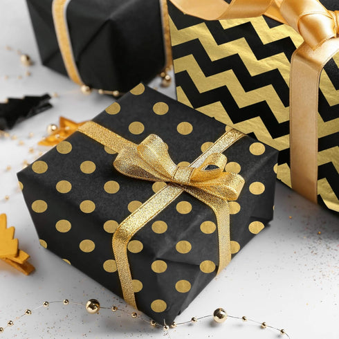 MIAHART 60 Pcs Gold Black Tissue Paper Bulk 3 Style Decorative Metallic Wrapping Paper for Birthday Weddings Christmas Party Decoration, DIY Arts ...