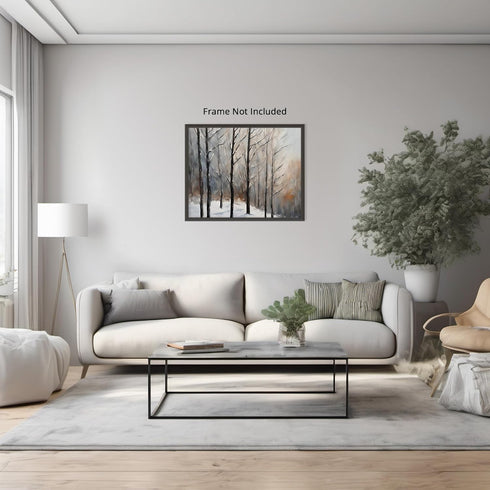 Posterizer 1 pcs-snowy jungle in winter in oil painting style-7-Landscape & Nature Art-Living Room Bedroom Decor- unframed wall art...