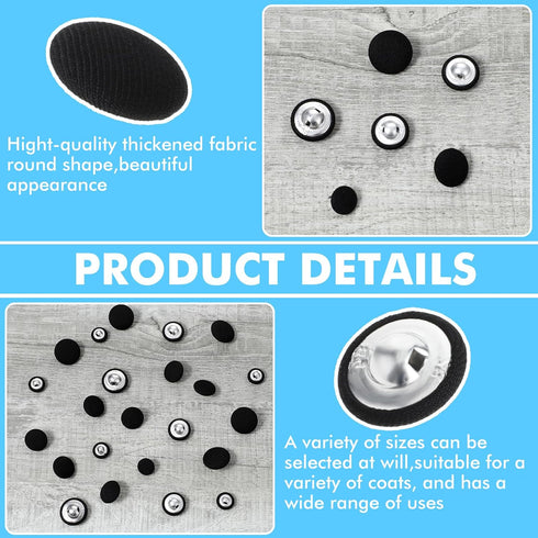 40 Pcs Black Buttons, Fabric Cloth Covered with Metal Shank Round Button Tuxedo Suit Vintage Black Coat Sewing Buckle Jacket Coat Blouse Jeans Dre...