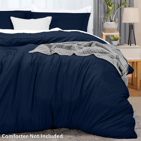 Utopia Bedding Duvet Cover Queen Size - 3 Piece with Zipper Closure - 1 Comforter Cover 90X90 Inches & 2 Pillow Shams 20X26 Inches (Navy) Comforte...
