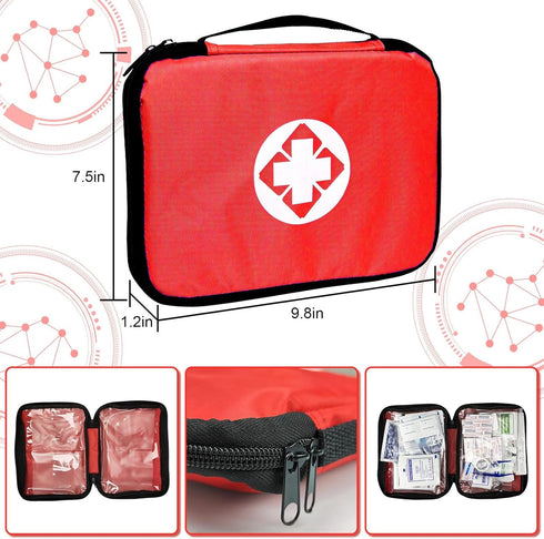 Travel-First Aid-Kit Car-Home 300PCS Survival-Kit Outdoor-Adventure - Small Portable Red Emergency Essential Sets Office Hiking Camping Business P...