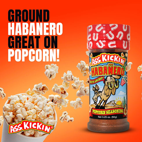 ASS KICKIN' Habanero Popcorn Seasoning - Great for Gourmet Popcorn or Chicken Wings and Meat - Perfect Stocking Stuffers or Christmas Gifts - Try ...