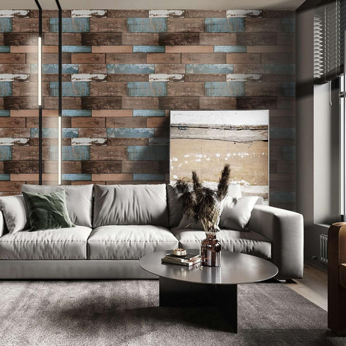 Faux Wood Look Textured Wallpaper(17.71" × 9.84ft), Shiplap Peel and Stick Vinyl Wallpaper, Self Adhesive Waterproof Contact Wall Paper...