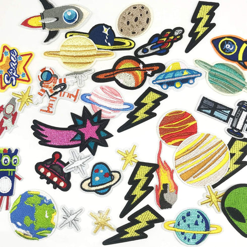 35 PCS Iron on Patches Solar System Appliques Stickers Woohome Embroidered Space Planets Patches Applique Kit for Clothing, Jackets, Backpacks, Je...