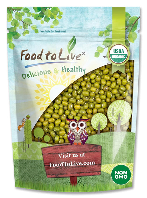 Food to Live Organic Mung Beans, 8 Ounces – Non-GMO, Whole Dried Beans, Green Gram, Sproutable, Kosher, Sirtfood. Good Source of Fiber and Protein...