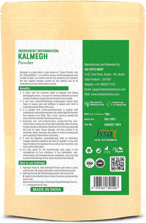 Organic Kalmegh Powder Andrographis Paniculata Green Chiretta | Immune Health | Help Detoxify Liver | Bitters Herb for Health and Respiratory Supp...