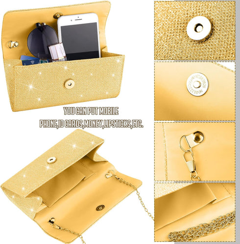 Sotiff 5 Pcs Women Evening Clutch Purse Party Handbag Jewelry Set Necklace Bracelet Earring for Girlfriend Valentines Gifts...