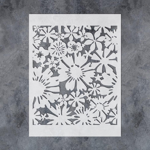 GSS Design Floral Fireworks Allover Wall Stencils 12x16Inch Large Flower Stencils for Painting Wall Wood Furniture Floors Canvas Reusable DIY Art ...