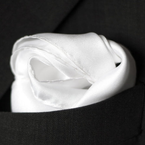 Fine White 100% Silk Pocket Square for Men Full-Sized 17"x17"...