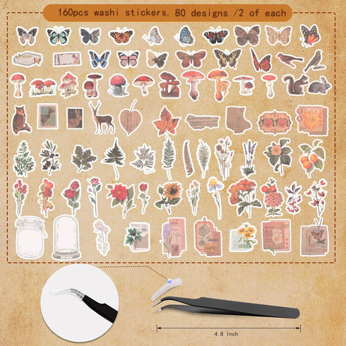 400Pcs Vintage Scrapbook Stickers, Scrapbooking Supplies Kit for Adults, Aesthetic Nature Washi Collage Paper Ephemera for Bullet Junk Journals...