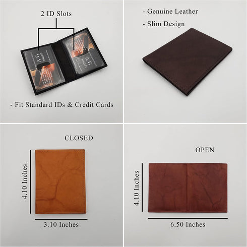 ag wallets 2 ID Leather Bifold License Holder (Black)...